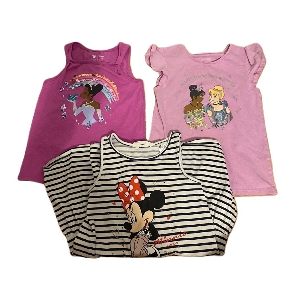 Disney Tiana Princess Shirt Dress Bundle Sz 5 Kids Girls Minnie Mouse Sequin
